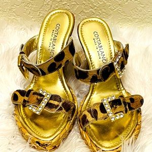 Women’s costablanca shoes. Made In Spain Wedge Sandals. US Sz 6 Leopard Print